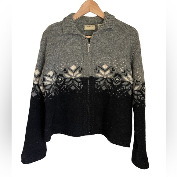Vintage By Preview  Southwestern Knit Wool‎ Full Zip Front Sweater Size: L - Picture 8 of 8